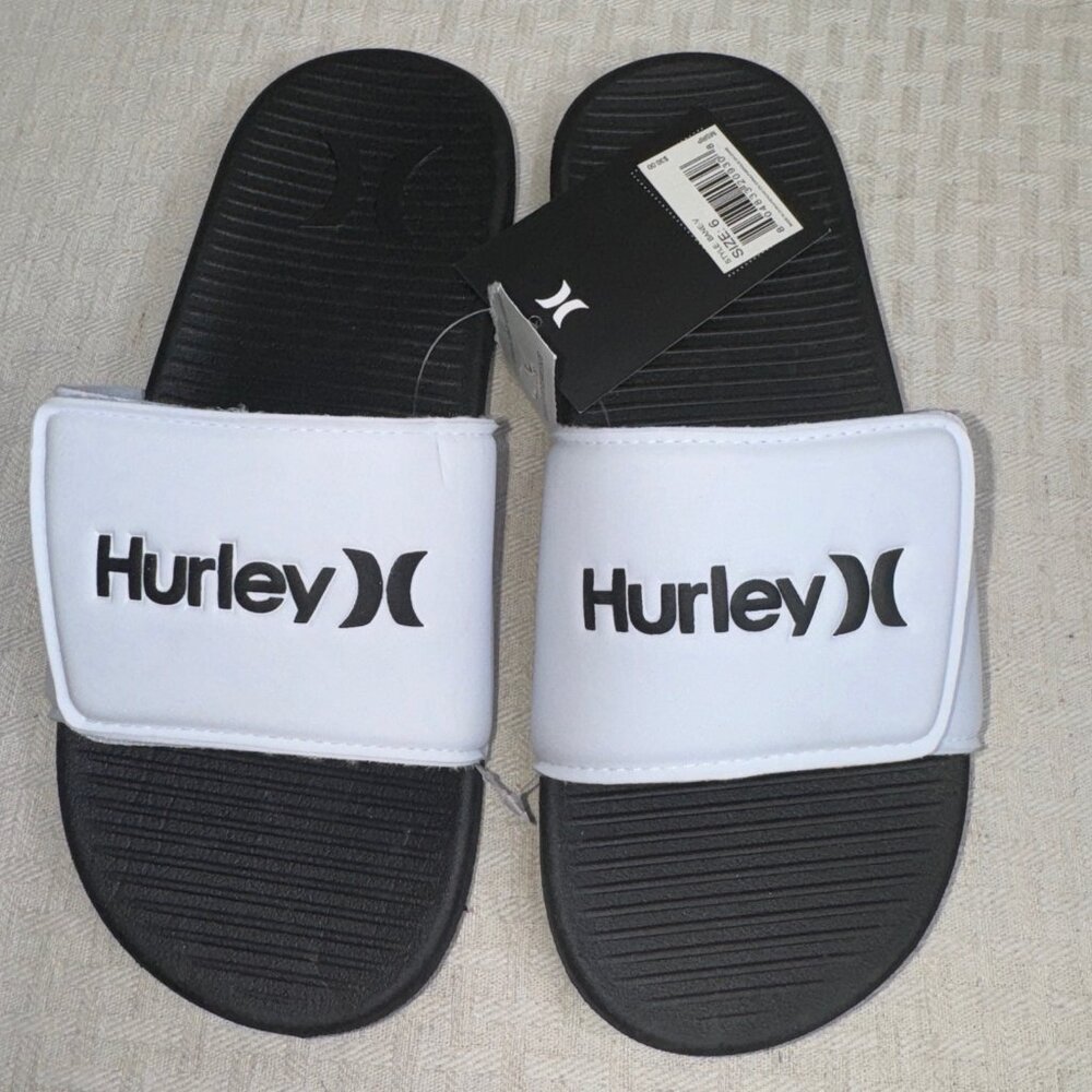 Hurley Mens Slide Sandals Size 9 Black & White Comfortable Lightweight Casual